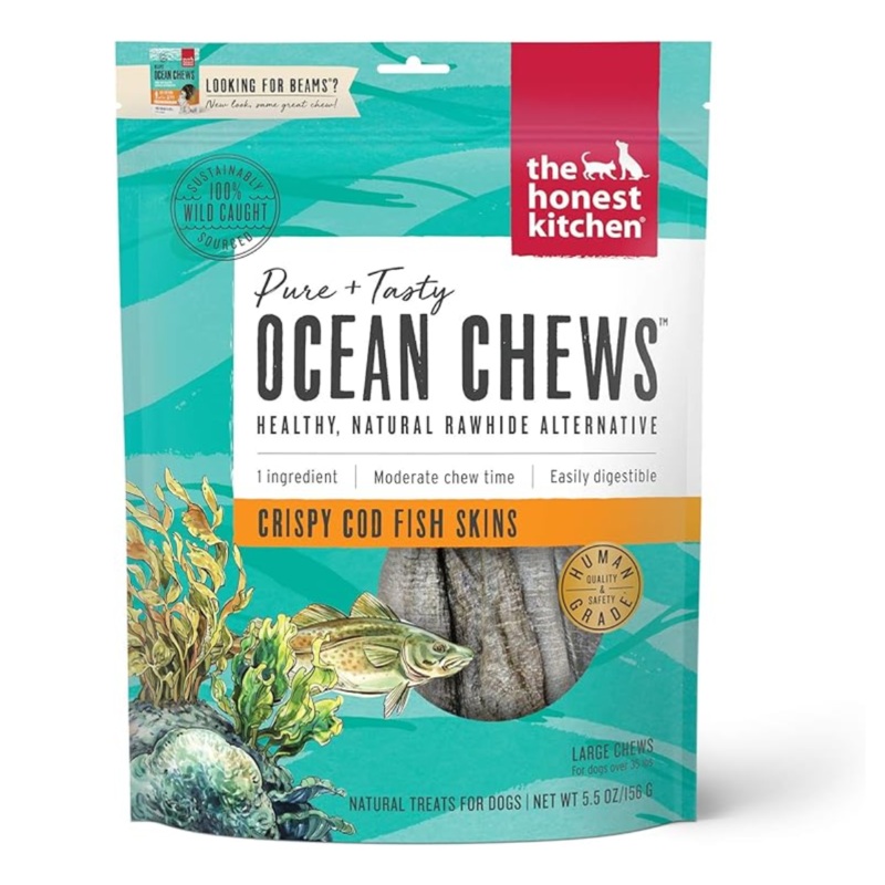 Honest Kitchen Beams Ocean Chews Cod Fish Skins Dehydrated Dog Treats 5.5oz