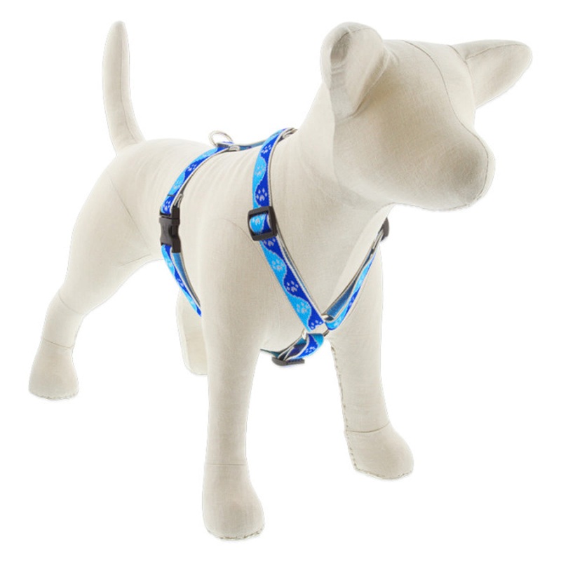 Lupine Reflective Roman Dog Harness 3/4" Wide 12"-20" Girth Blue Paws