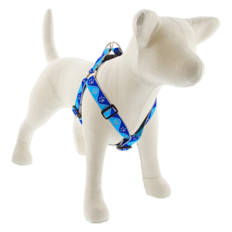 Lupine Reflective Step In Dog Harness 1" Wide 24"-38" Girth Size Blue Paws