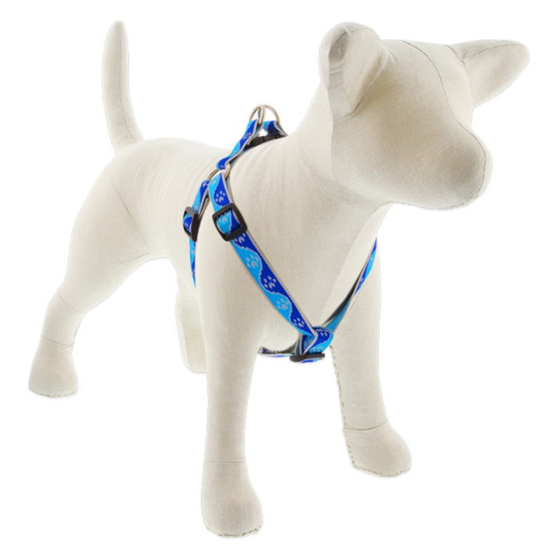 Lupine Reflective Step In Dog Harness 3/4" Wide 15"-21" Girth Blue Paws