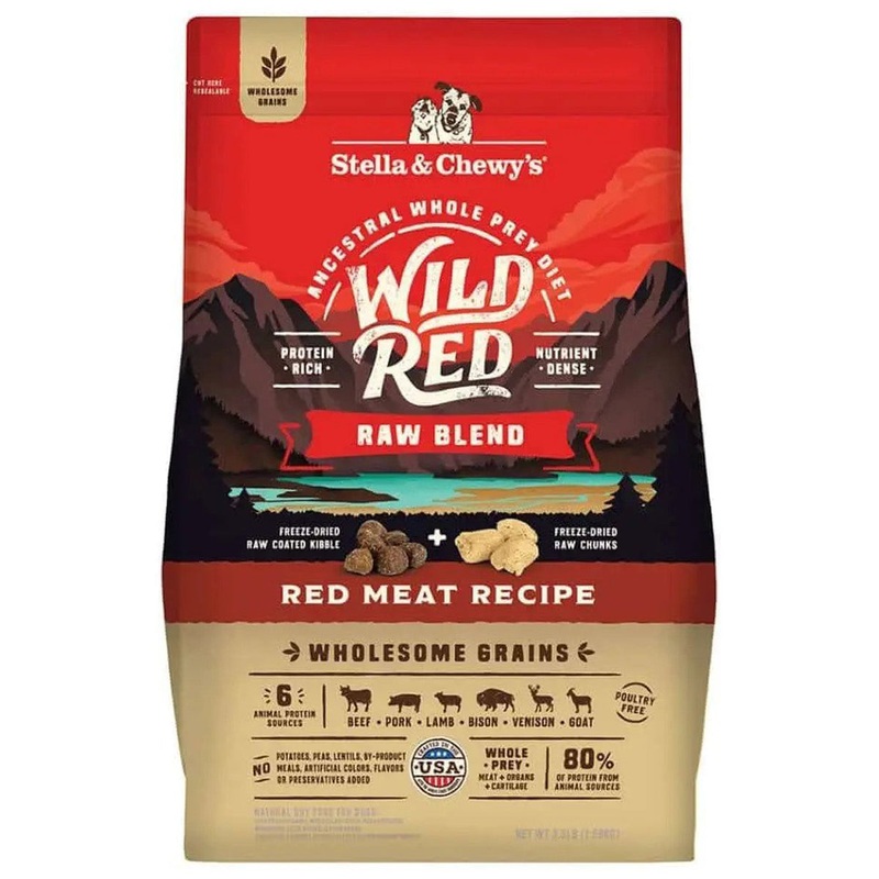 Stella and Chewys Wild Red Raw Blend Wholesome Grains Red Meat Dog Food 3.5lb