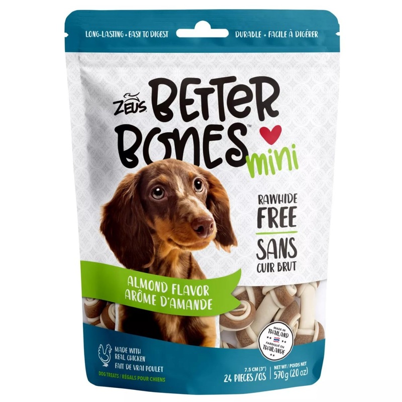 Zeus Better Bones Rawhide Free Peanut Butter Mini Dog Treats 24 Pack