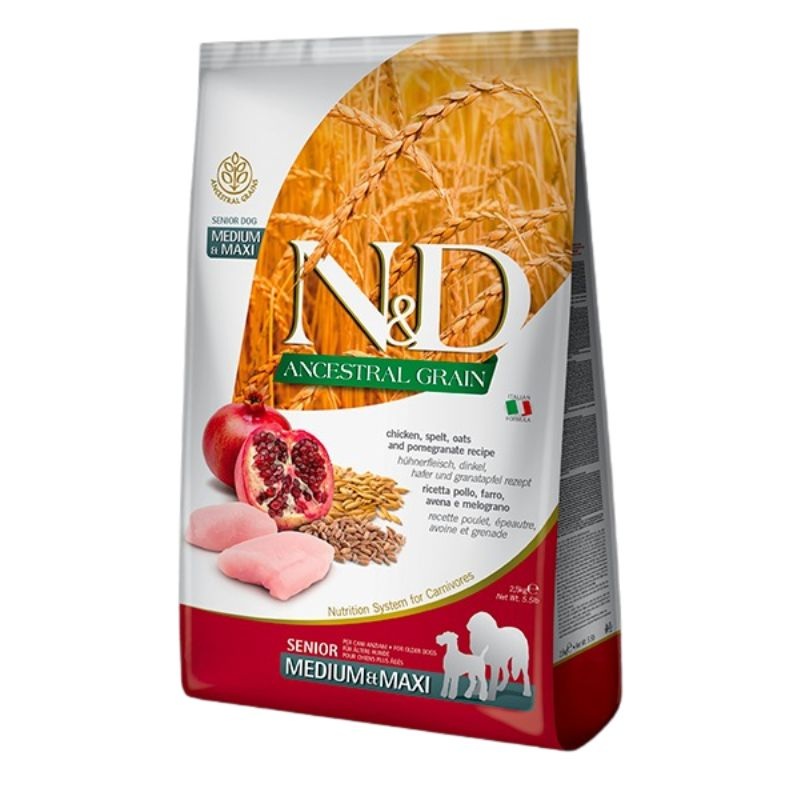 Farmina Ancestral Grains Chicken Pomegranate Senior Medium Maxi Dry Dog Food 26.5lb
