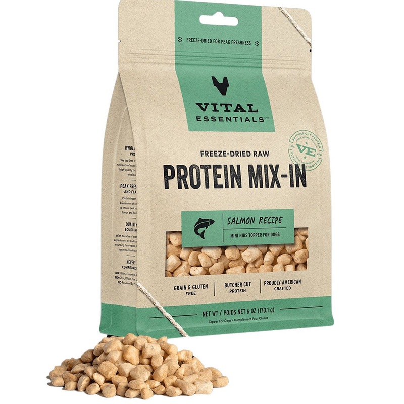 Vital Essentials Salmon Mini Nibs Mixin Protein Freeze Dried Topper Dog Food 6oz