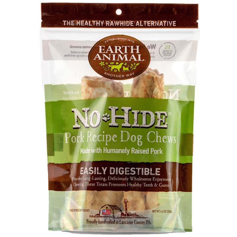 Earth Animal No Hide Pork Chew Medium 7" Dog Treats 2 Pack