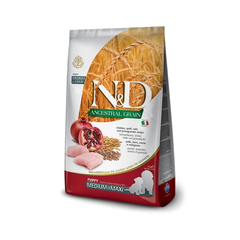 Farmina N&D Ancestral Grain Chicken Oats Puppy Medium & Maxi Dry Dog Food 5.5lb
