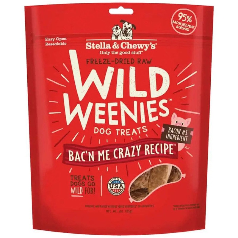 Stella and Chewys Freeze Dried Wild Weenies Bac'n Me Crazy Recipe Dog Treats 3oz