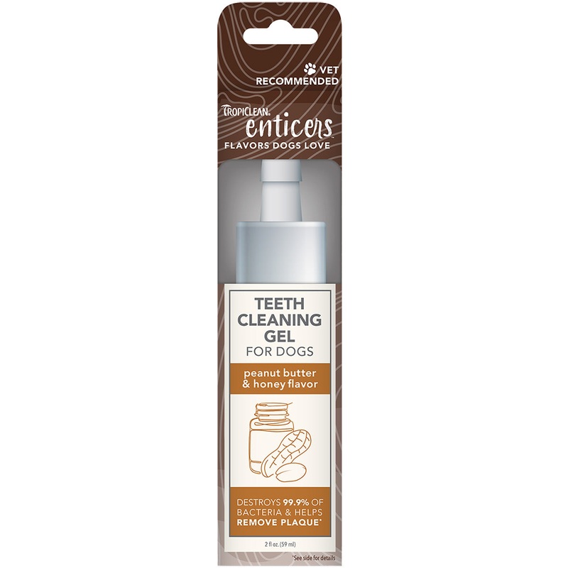 Tropiclean Enticers Teeth Cleaning Gel Peanut Butter & Honey Flavor For Dogs 2oz
