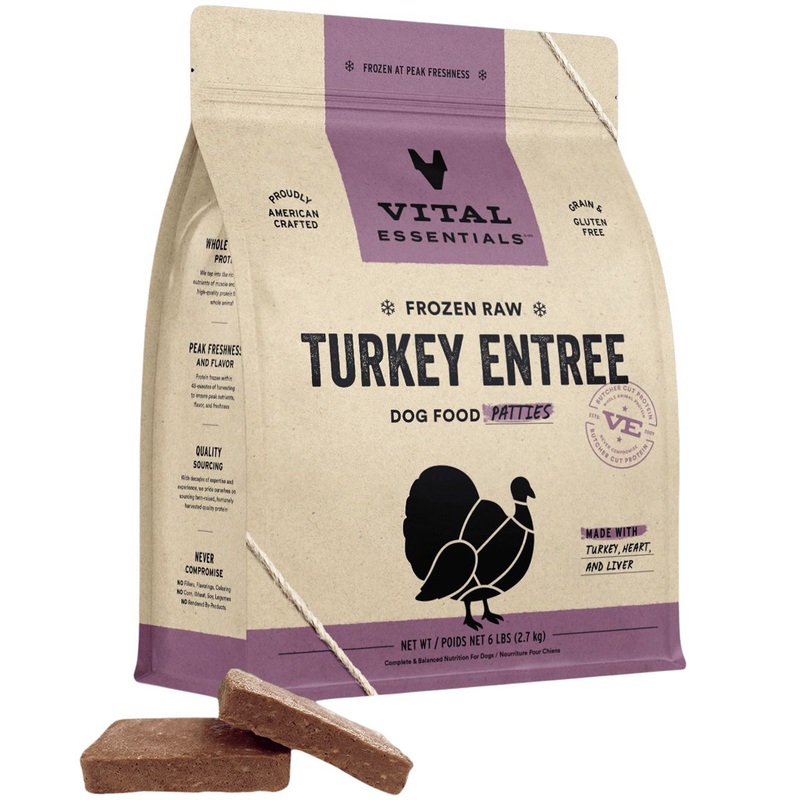 Vital Essentials Frozen Turkey Patties Dog Food 6lb