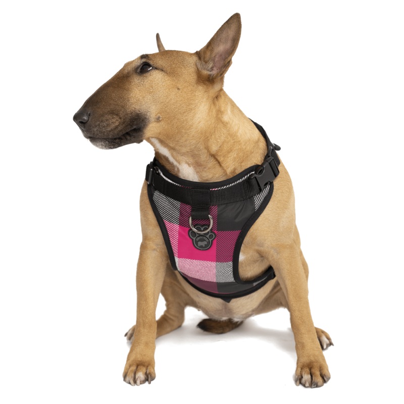 Canada Pooch Everything Harness Water-Resistant Series Pink Plaid Harness for Dogs
