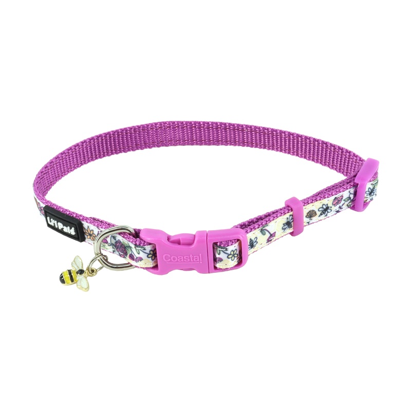 Coastal Pet Products Li'l Pals Charming Ribbon Overlay Dog Collar in Li'l Bumble Bees