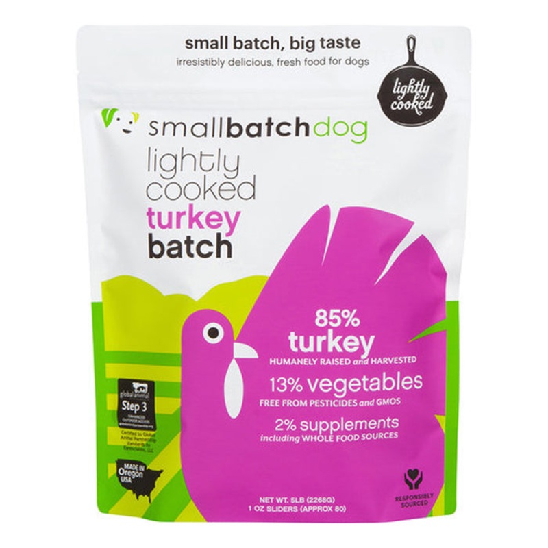 Smallbatch Lightly Cooked Frozen Turkey Batch Dog Food 5lb
