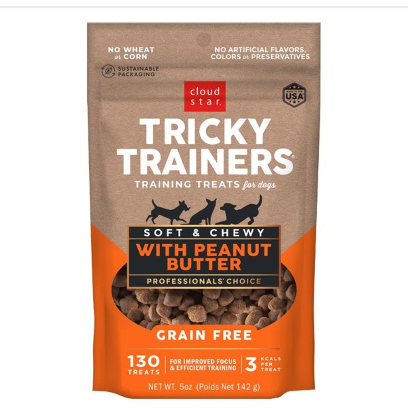 Cloud Star Tricky Trainers Grain Free Soft & Chewy with Peanut Butter Dog Treats