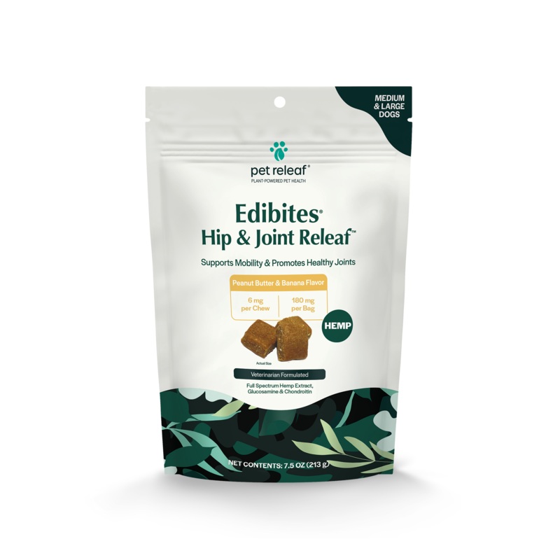 Pet Releaf Hip & Joint Releaf Edibites Peanut Butter & Banana Flavor for Medium & Large Dogs