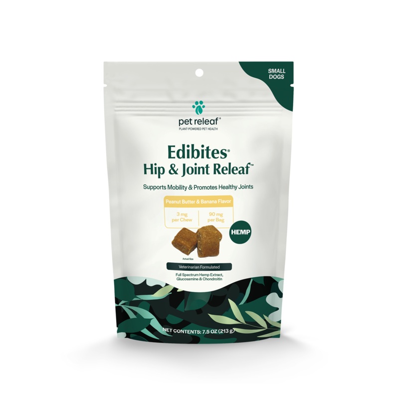 Pet Releaf Hip & Joint Releaf Edibites Peanut Butter & Banana Flavor for Small Dogs