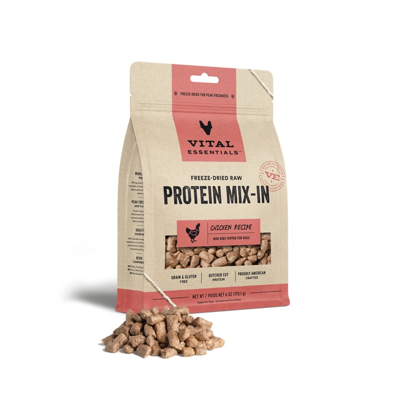 Vital Essentials Chicken Recipe Freeze-Dried Raw Protein Mix-In Mini Nibs Topper For Dogs