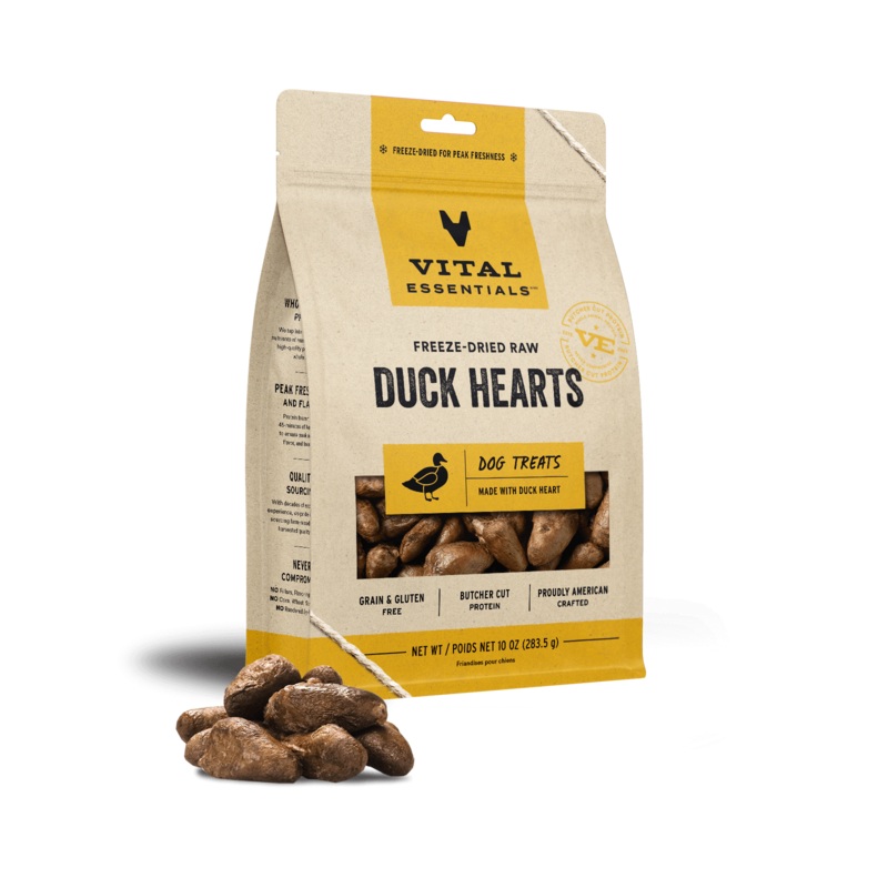 Vital Essentials Freeze-Dried Duck Hearts Dog Treats