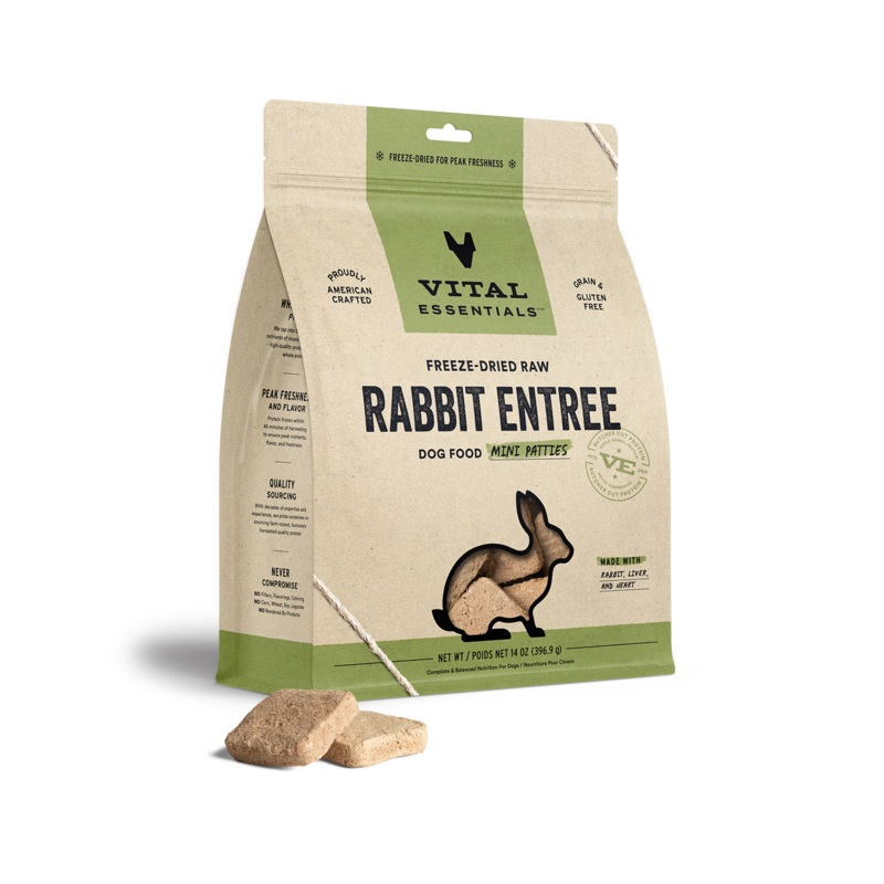 Vital Essentials Rabbit Entree Mini Patties Freeze-Dried Raw Dog Food