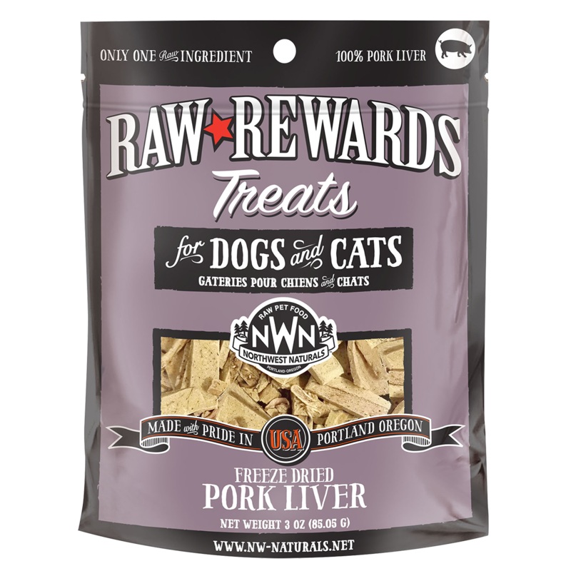 Northwest Naturals Raw Rewards Freeze-Dried Raw Pork Liver Treats for Cats & Dogs