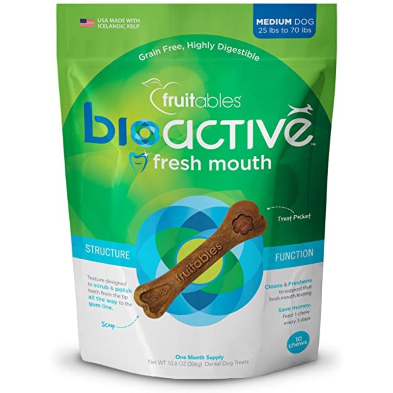 Fruitables BioActive Fresh Mouth Grain Free Dental Chews for Dogs