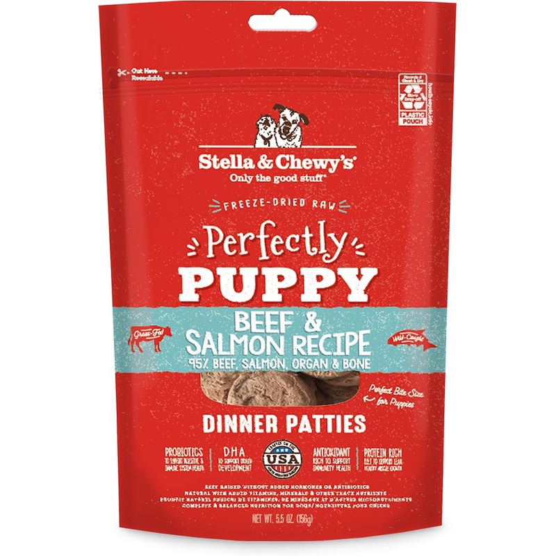 Stella & Chewy's Perfectly Puppy Freeze Dried Raw Beef and Salmon Dinner Patties Grain Free Dog Food