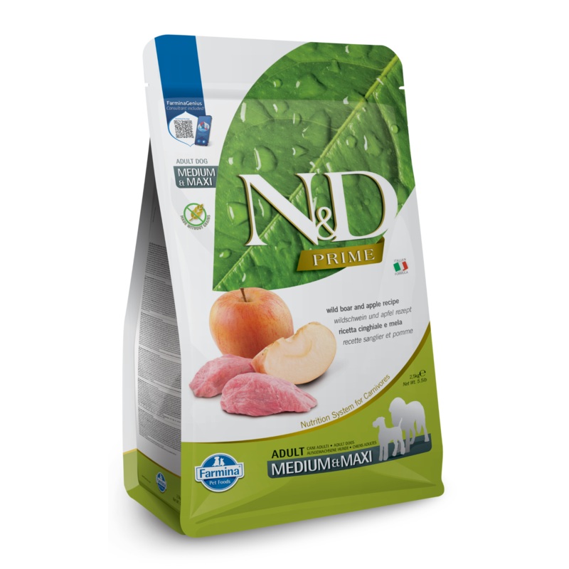 Farmina N&D Prime Grain Free Wild Boar & Apple Medium & Maxi Adult Dry Dog Food