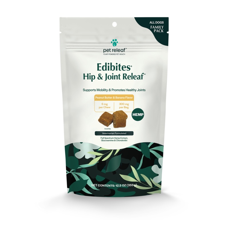 Pet Releaf Hip & Joint Releaf Family Size Edibites Peanut Butter & Banana Flavor for Dogs