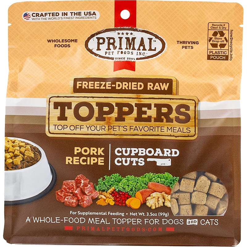 Primal Cupboard Cuts Freeze-Dried Raw Pork Meal Topper for Dogs and Cats