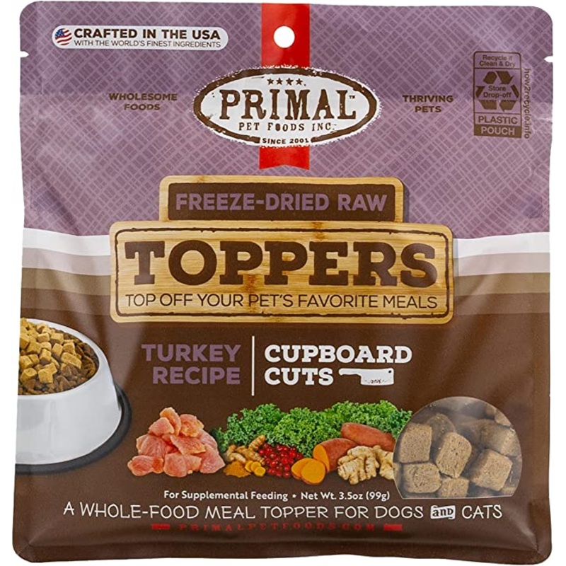 Primal Cupboard Cuts Freeze-Dried Raw Turkey Meal Topper for Dogs and Cats