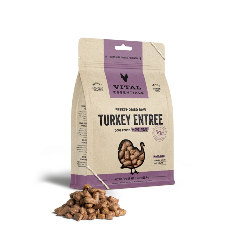 Vital Essentials Turkey Entree Mini Nibs Freeze-Dried Raw Dog Food