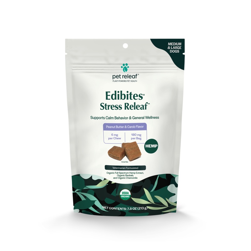 Pet Releaf Stress Releaf Edibites Peanut Butter & Carob Flavor for Medium & Large Dogs