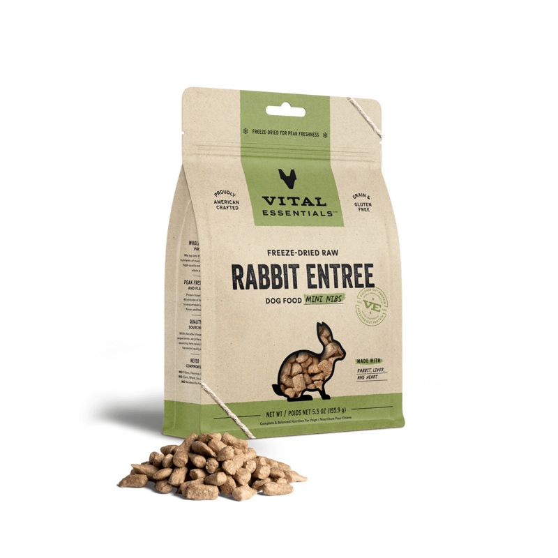 Vital Essentials Rabbit Entree Mini Nibs Freeze-Dried Raw Dog Food