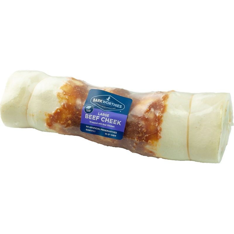 Barkworthies Large Beef Cheek Wrapped With Chicken Chew for Dogs