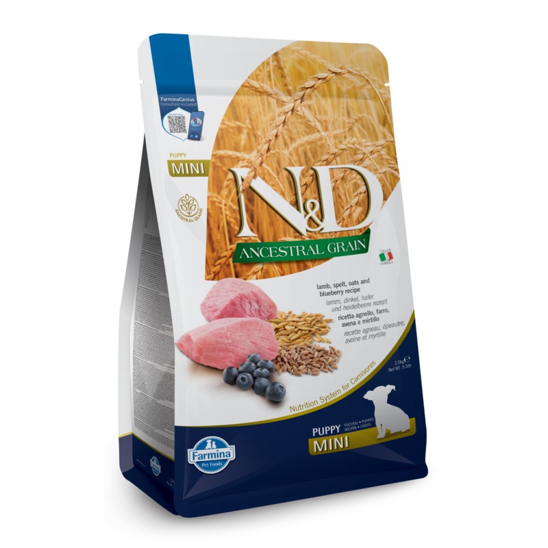 Farmina N&D Ancestral Grain Lamb & Blueberry Mini Puppy Dry Dog Food