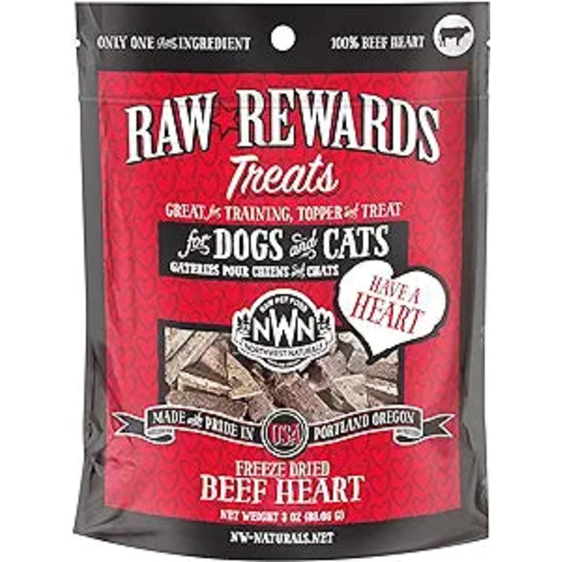 Northwest Naturals Raw Rewards Freeze-Dried Raw Beef Heart Treats for Cats & Dogs