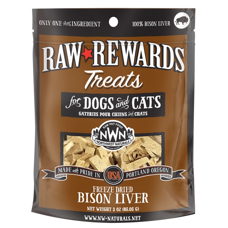 Northwest Naturals Raw Rewards Freeze-Dried Raw Bison Liver Treats for Cats & Dogs