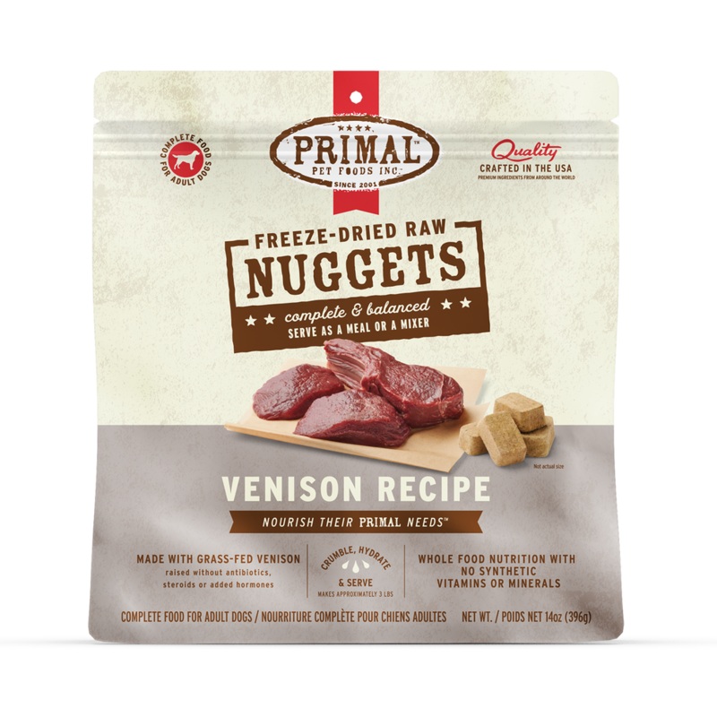 Primal Freeze Dried Nuggets Grain Free Venison Formula Complete Diet for Dogs