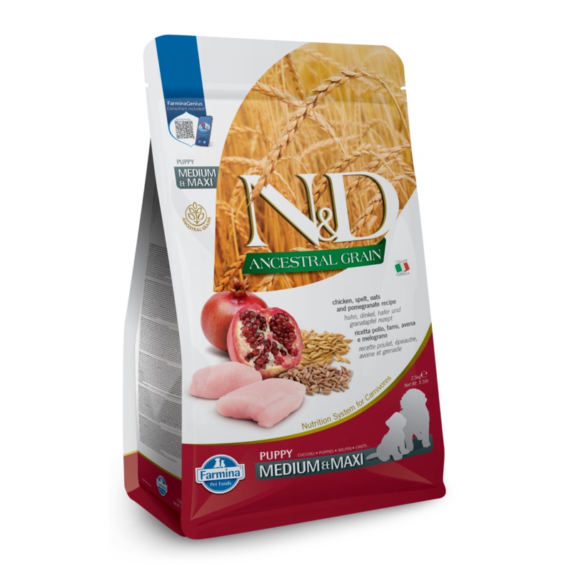 Farmina N&D Ancestral Grain Chicken & Pomegranate Medium & Maxi Puppy Dry Dog Food