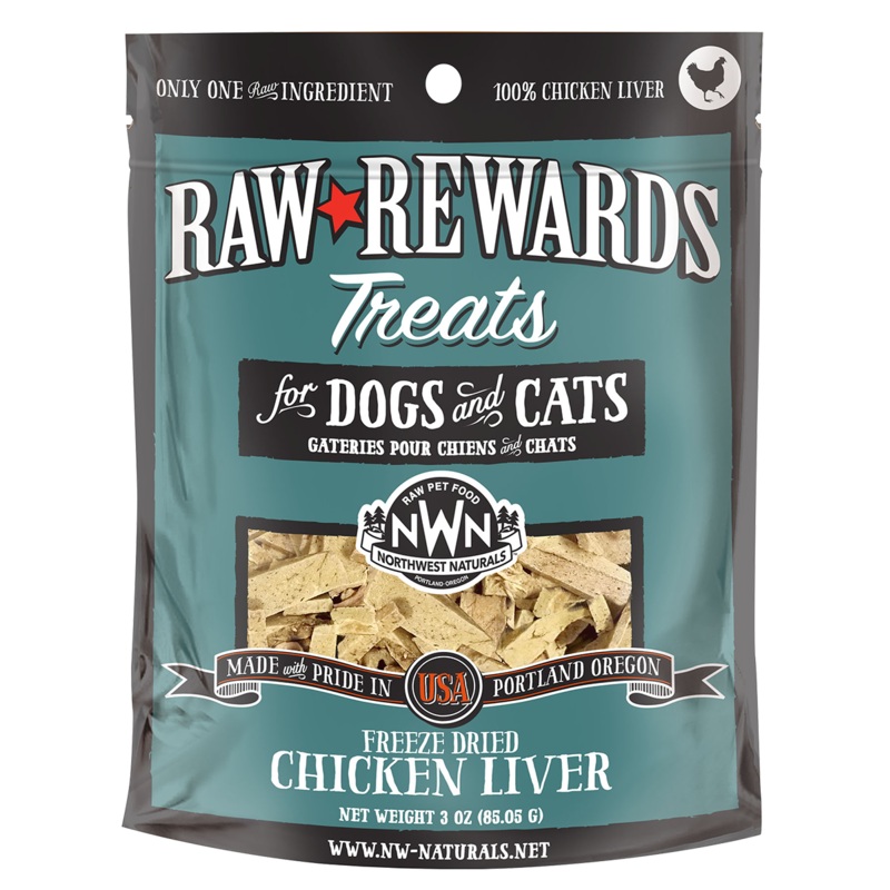 Northwest Naturals Raw Rewards Freeze-Dried Raw Chicken Liver Treats for Cats & Dogs
