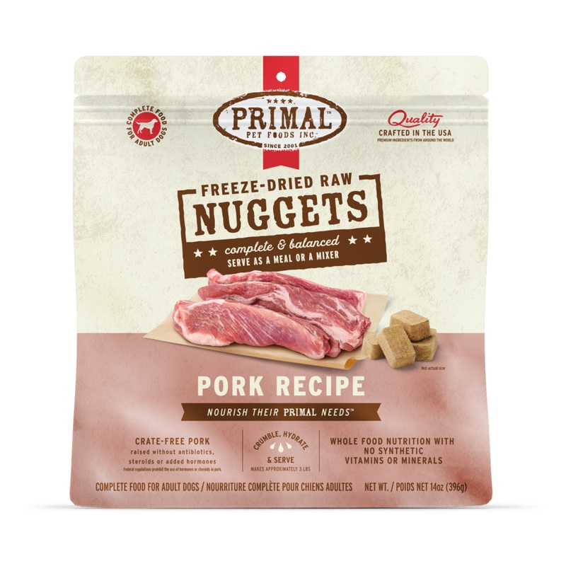 Primal Freeze Dried Nuggets Grain Free Pork Formula Complete Diet Dog Food