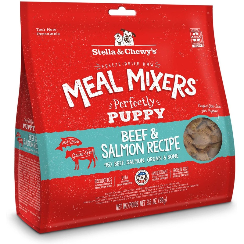 Stella & Chewy's Freeze Dried Raw Meal Mixers Grain Free Beef and Salmon Puppy Food Topper