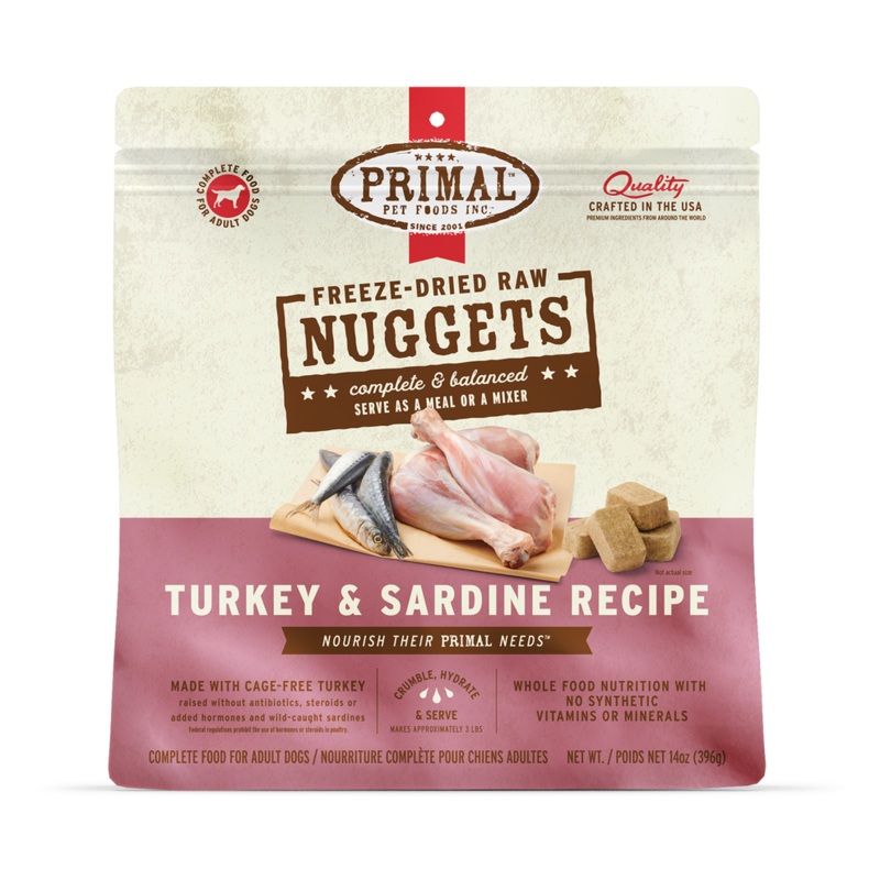 Primal Freeze Dried Nuggets Grain Free Turkey and Sardine Formula Dog Food