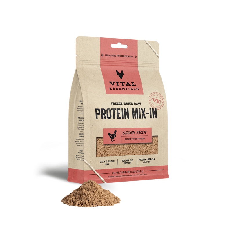 Vital Essentials Chicken Recipe Freeze-Dried Raw Protein Mix-In Ground Topper For Dogs