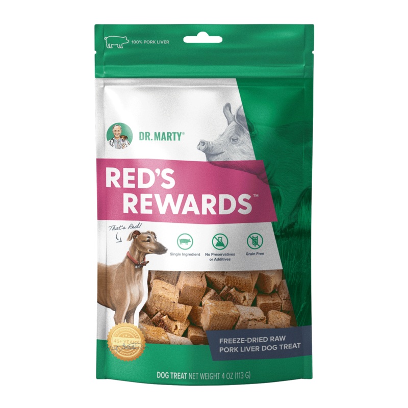 DR. MARTY Reds Rewards Freeze-Dried Raw Pork Liver Dog Treats