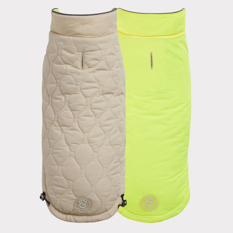 GF Pet Reversible Chalet Jacket - Sand/Neon Yellow for Dogs
