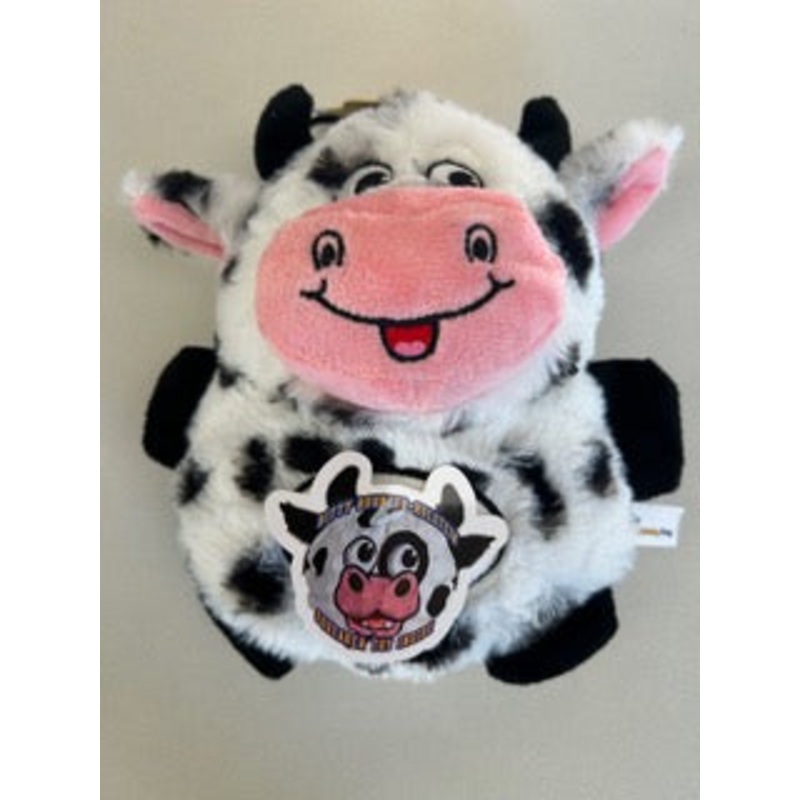 Lightning Dog Barnyard Bouncy Cow Plush Dog Toy