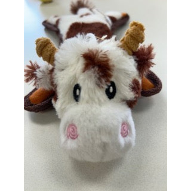 Lightning Dog Fuzzy Brown Cow Plush Dog Toy