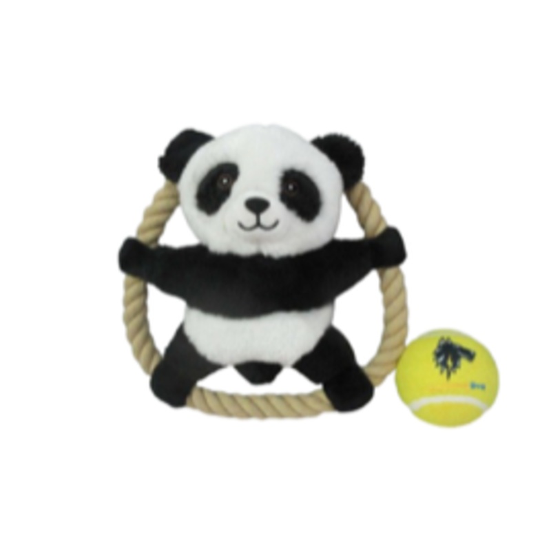 Lightning Dog Roper Ringer Panda Plush Dog Toy