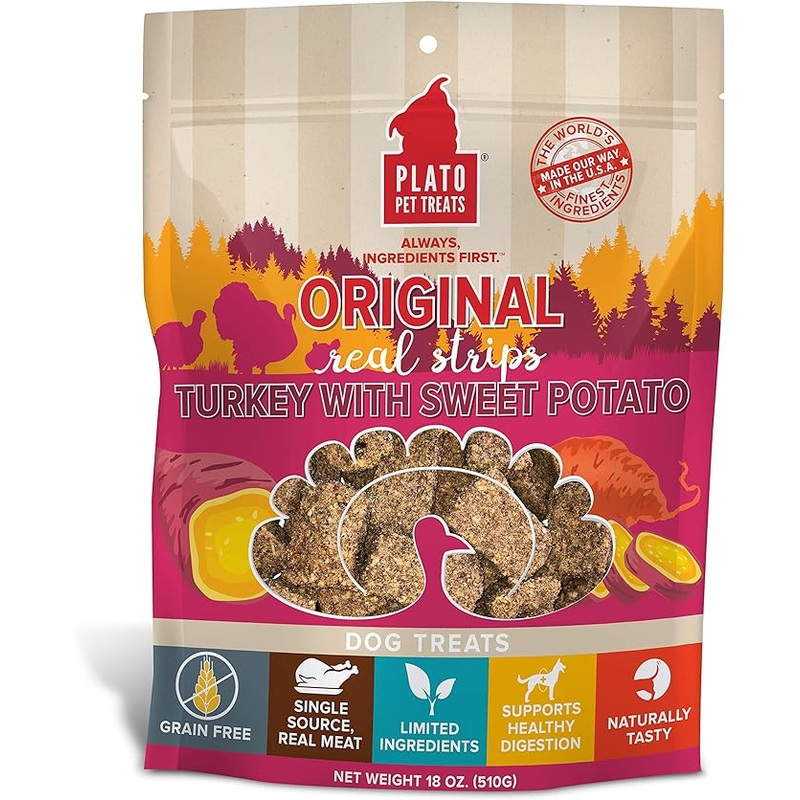 Plato Grain Free Real Strips Turkey With Sweet Potato Dog Treats