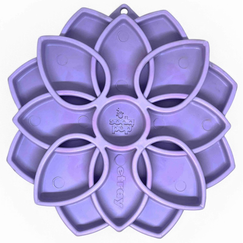SodaPup Pastel Purple Mandala Softie eTray Enrichment Shallow Slow Feeder Bowl with Suction Cups for Dogs